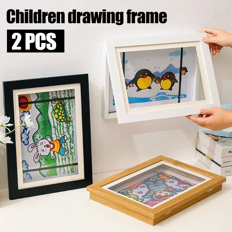 Magnetic Wooden Kids Easy Open Art Frame - Image 1
