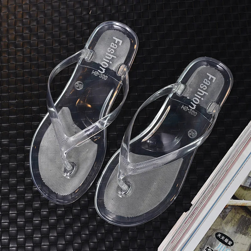 Jelly Clear Transparent Beach Flip Flops