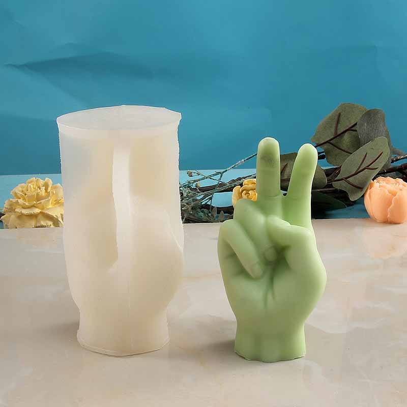 Middle Finger Hand Gestures Artsy Candle DIY Molds - Image 1