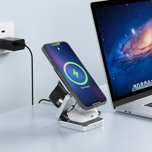 3in1 Magnetic Foldable Wireless Charger Stand Dock - Image 0