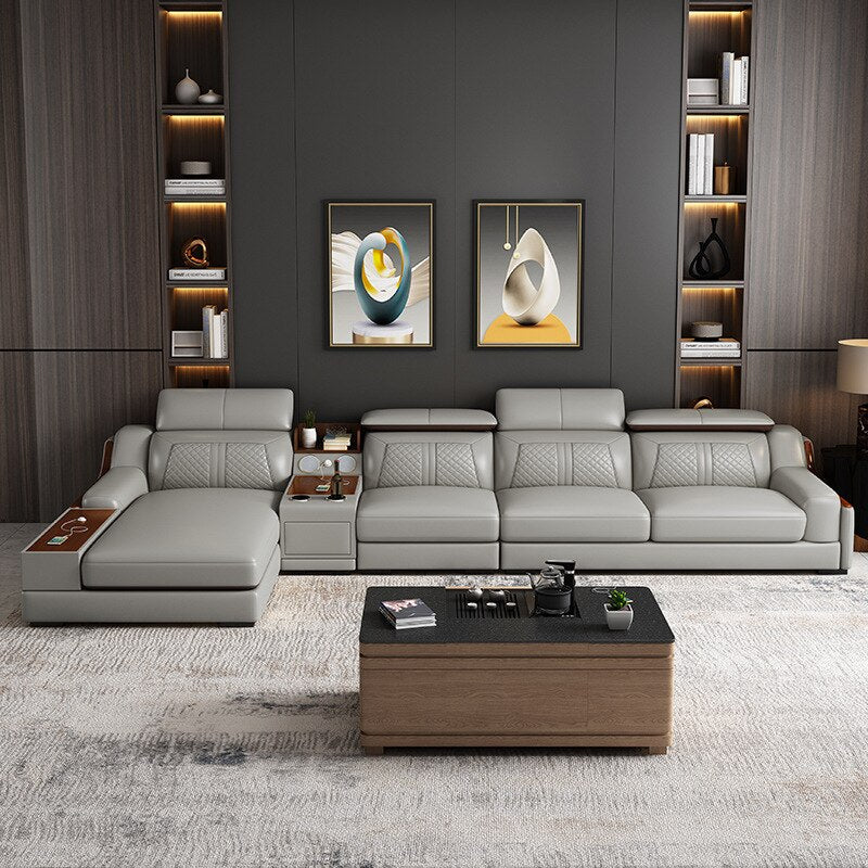 Luxury Multifunctional Elite Elegance Leather Sofa Set - Image 1