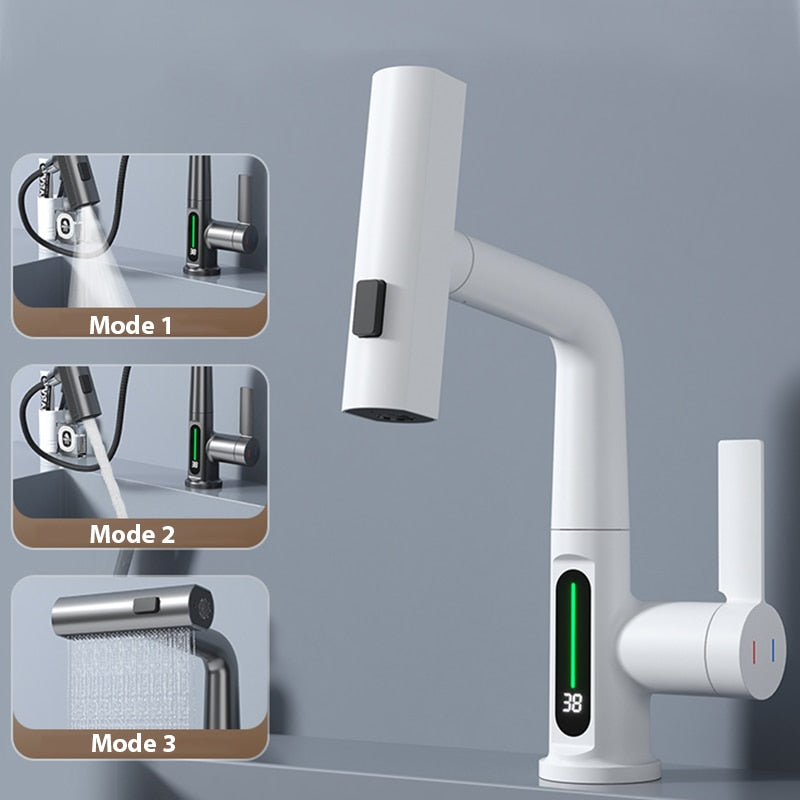 Modern Sleek Waterfall Temperature Display Faucet - Image 4