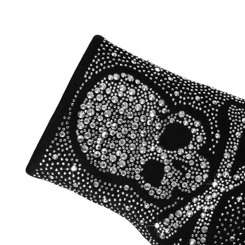 Tiger Gleam Rhinestone Skull High Heel Shoes - Image 8