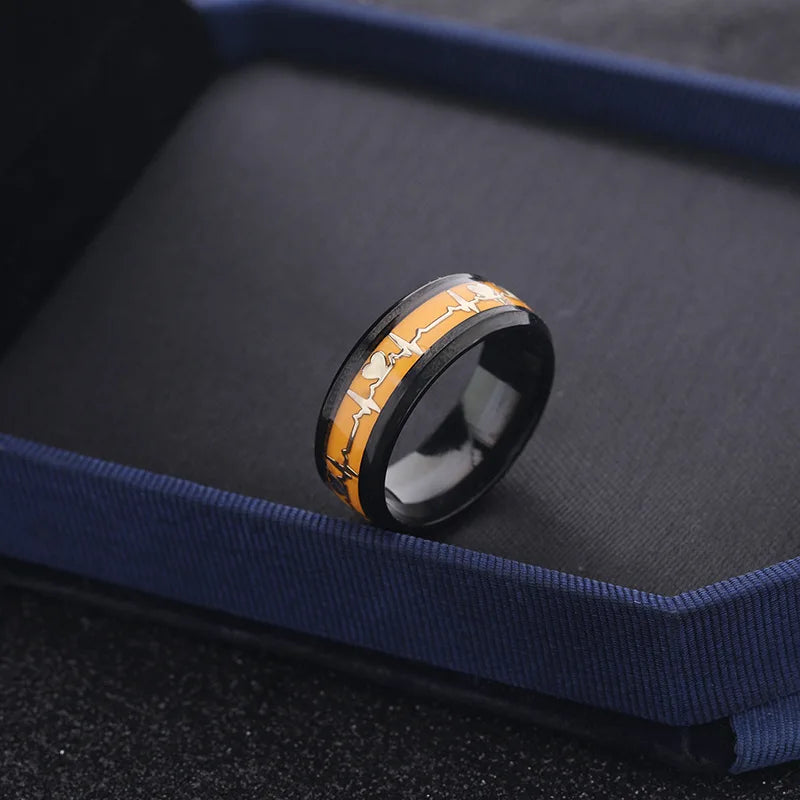 Heart Beat Titanium Steel Couple Rings - Image 8