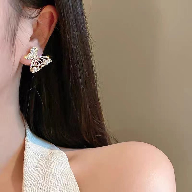 Shiny Zircon Korean Style Butterfly Chic Earrings - Image 6