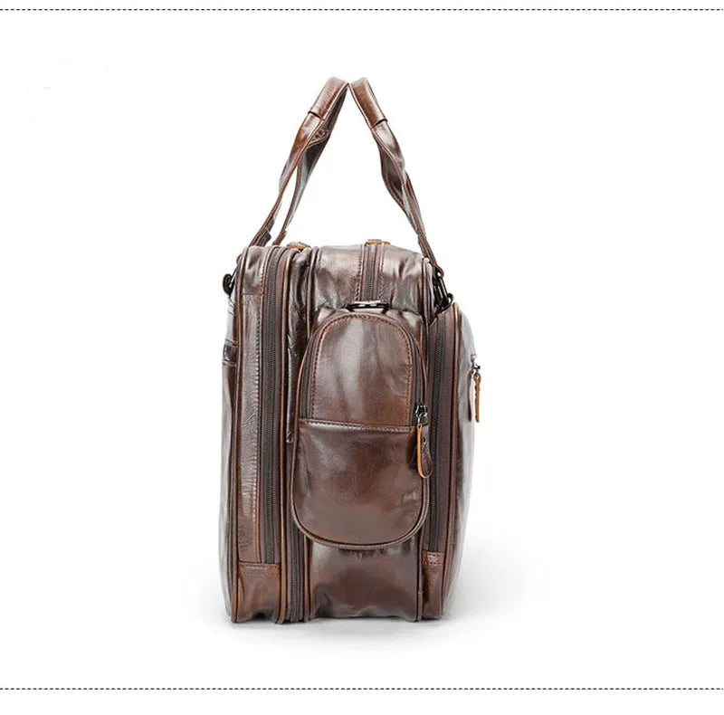Multifunctional Large Capacity Genuine Leather Vintage Handbag - Image 6