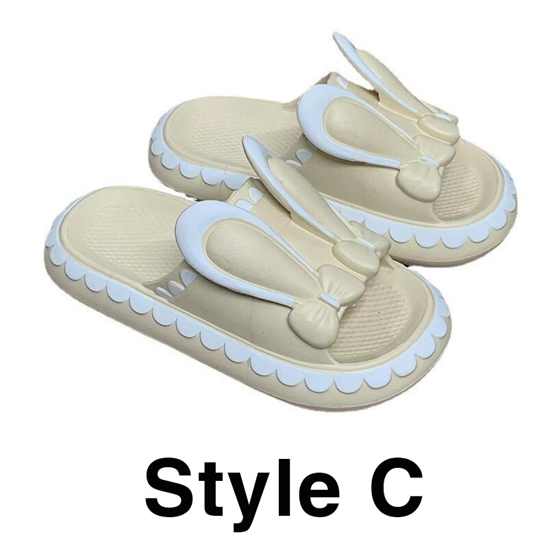 Cute Rabbit Low Wedge Women Slippers - Image 3