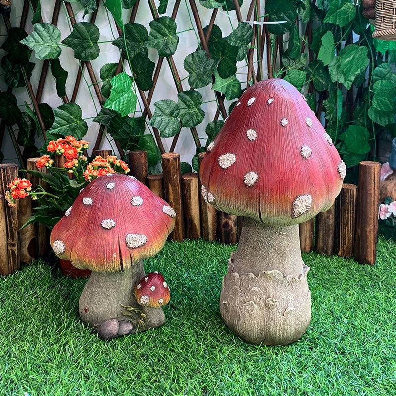 Outdoor Fairy Mushroom Resin Garden Decor - Image 1