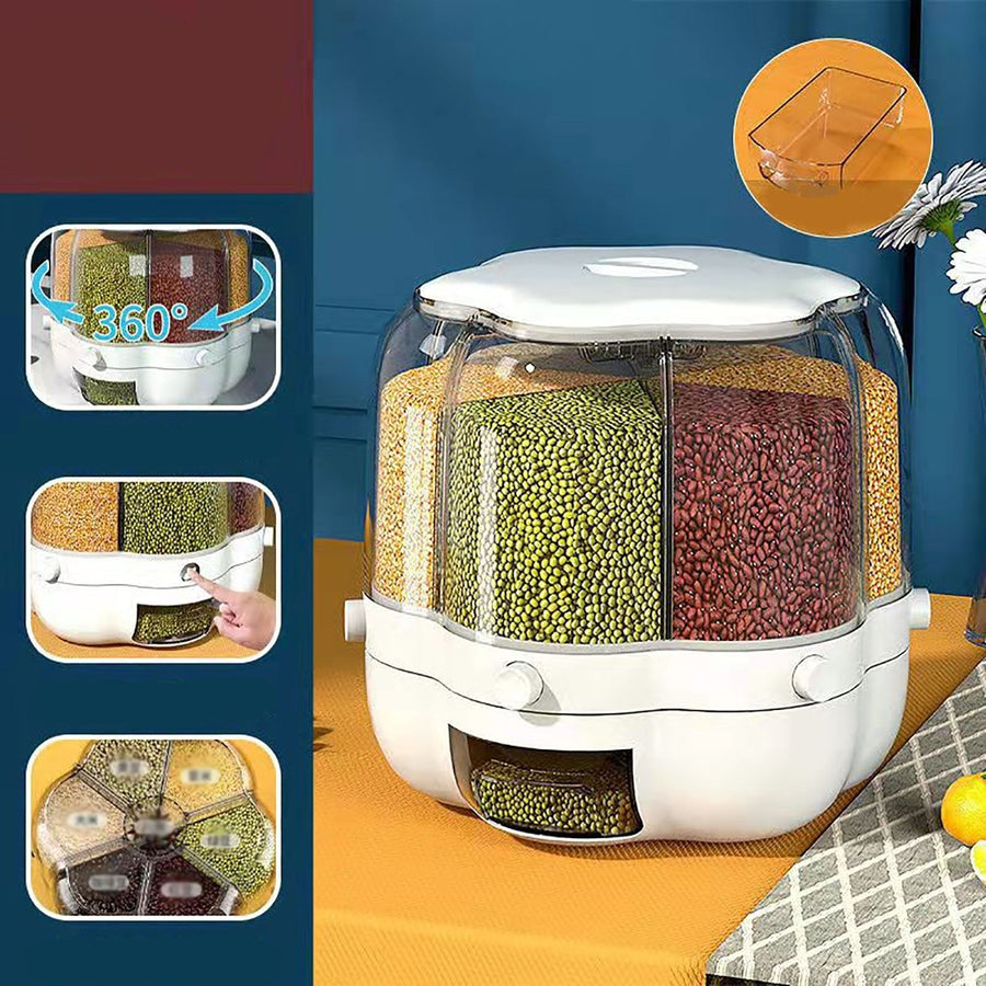 6-Grid Rotating Grain Storage Dispenser - Image 6
