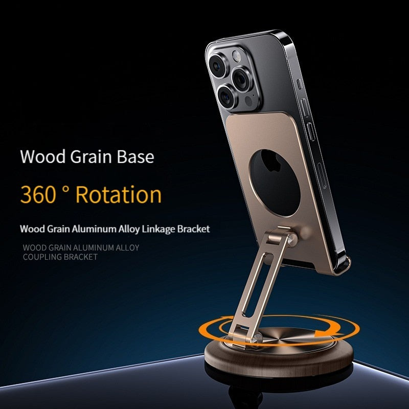 360 Rotating Wooden Foldable Universal Phone Holder - Image 5