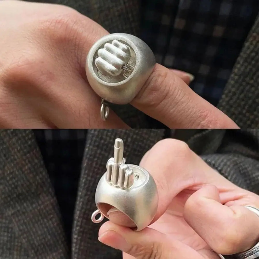 Edgy Iconic Flip Middle Finger Ring - Image 3