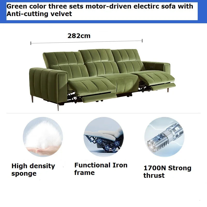 Premium Italian Comfort Velvet Nordic Living Room Soft Electric Sofa - Image 2