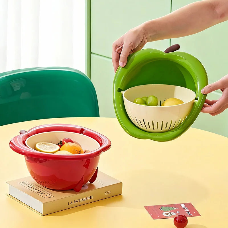 Wash & Serve Double Layer Fruit Drain Basket