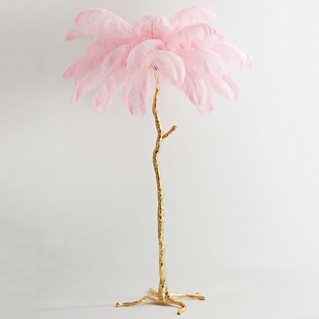 Nordic Glow Luxury Ostrich Feather Chic Floor Lamp - Image 8