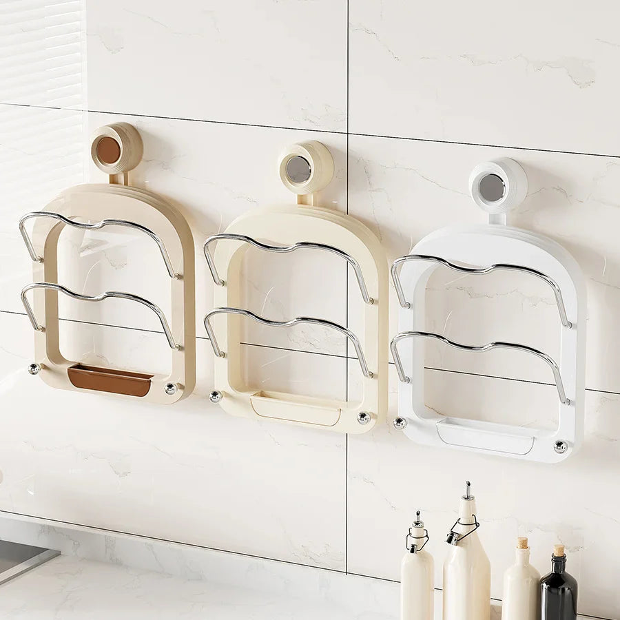 Suction Wall-Mounted Pot Lid Organizer Storage Rack - Image 1