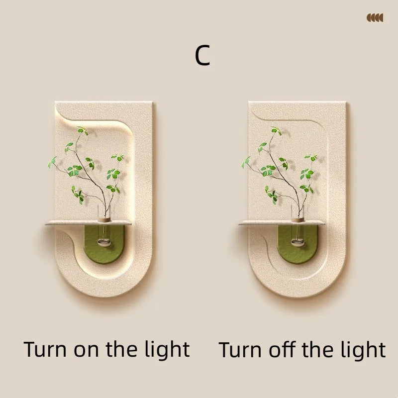 Entrance Decoration Green Plant Wall Vase Lamp - Image 6