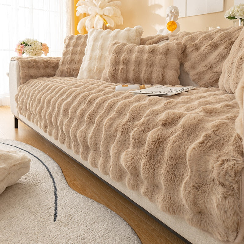 Snuggly Comfy Plush Sofa Cover - Image 1
