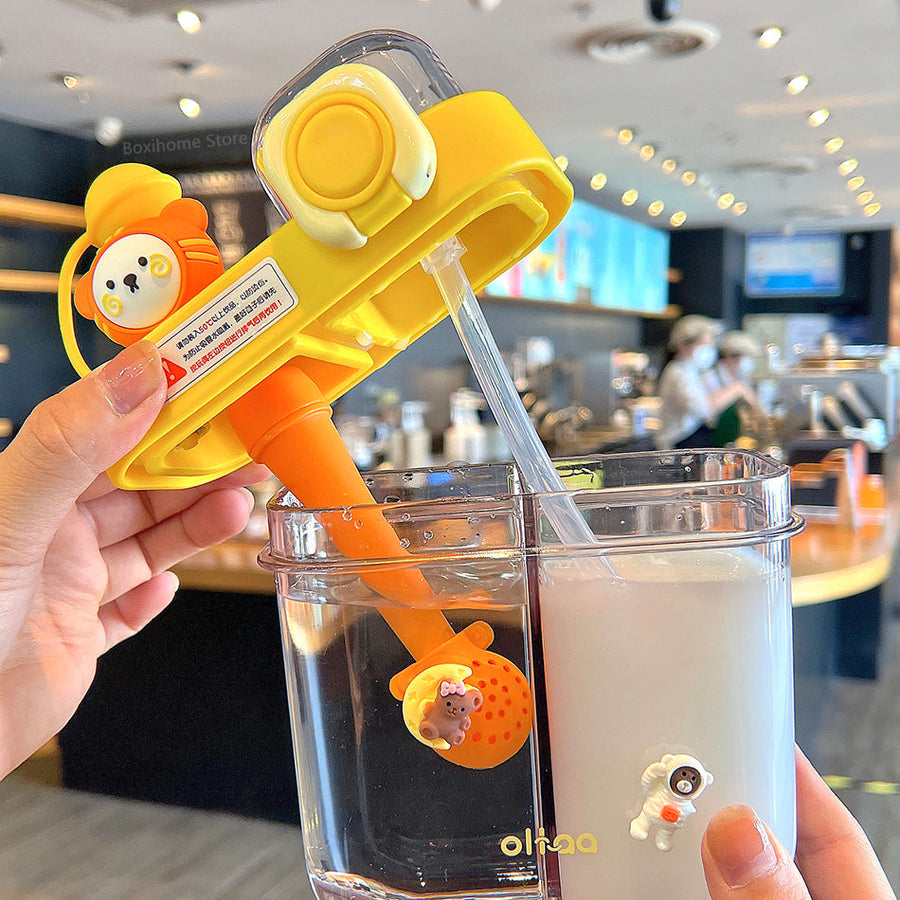 Leak-Proof Double Straw Cartoon Kids Water Bottle - Image 8