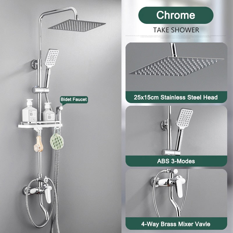 Elegant Piano Style Rainfall Bathroom Shower Set - Image 14