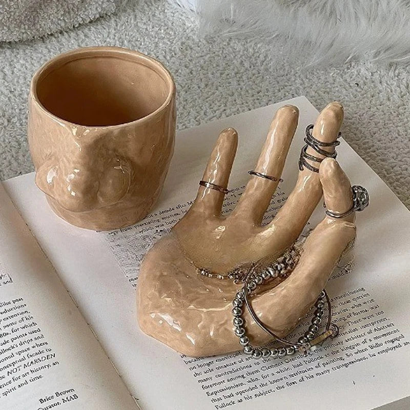 Artistic Hand Grip Base Unique Coffee Mug - Image 1