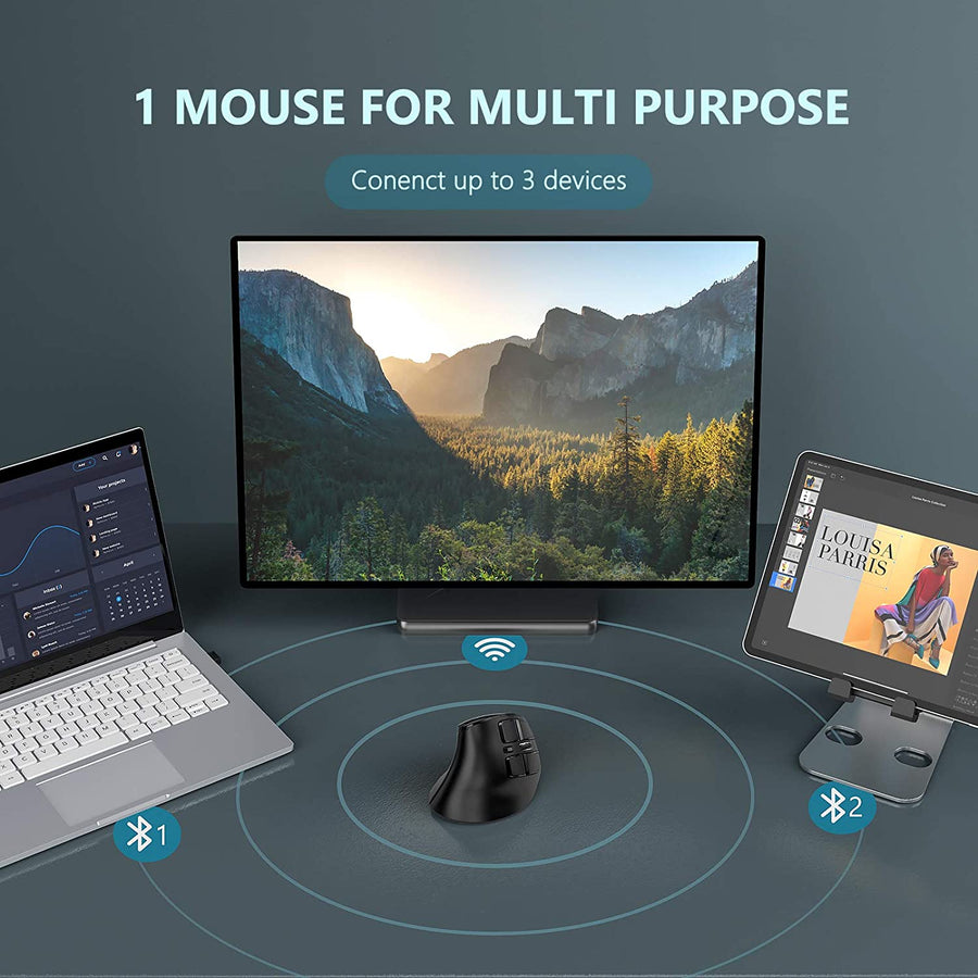 Vertical Ergonomic Soft Click Wireless Mouse - Image 4