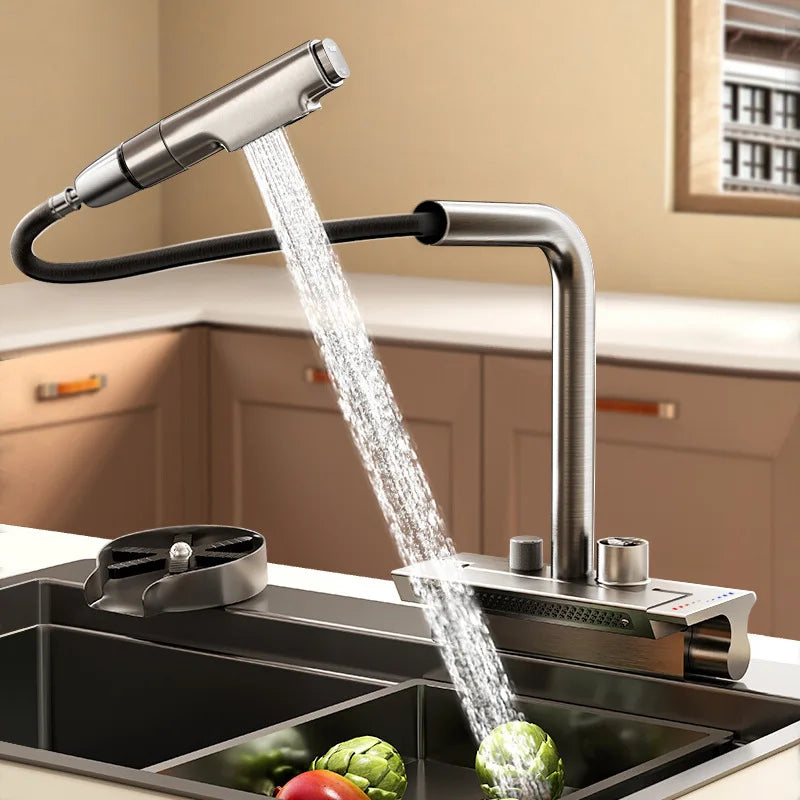 Digital Pull-Down Rain Waterfall Kitchen Faucet - Image 3