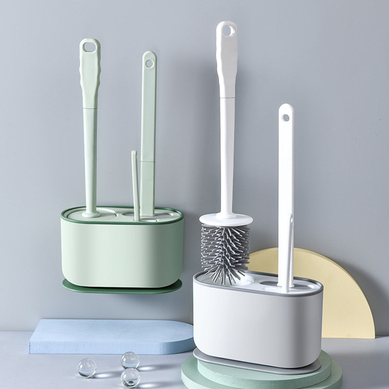 Wall-Mounted Toilet Cleaner Drainer Brush Set - Image 4