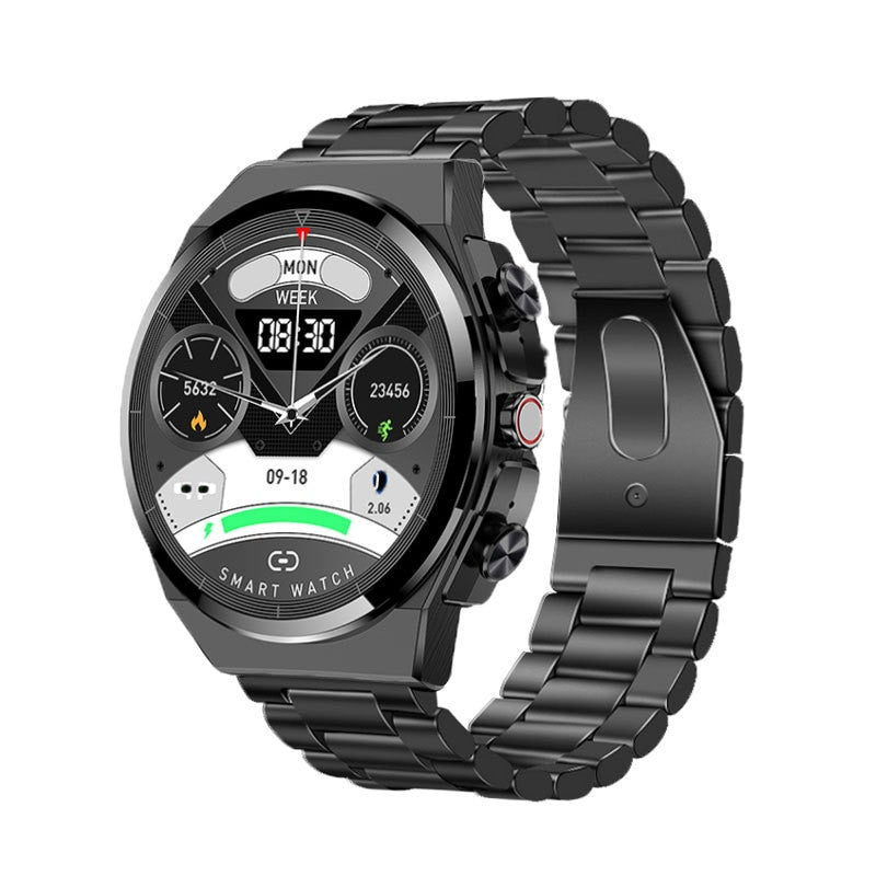 Classical Style Leather Built-in Bluetooth Headphones Smart Watch - Image 10