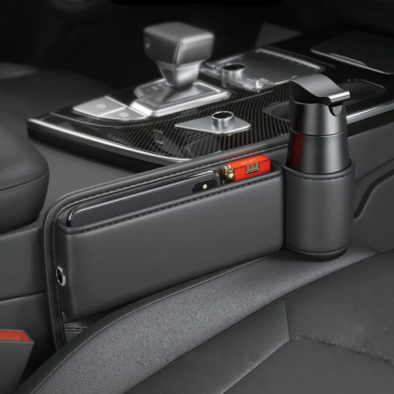 Universal Leather Seat Gap Cup Holder Car Organizer - Image 1
