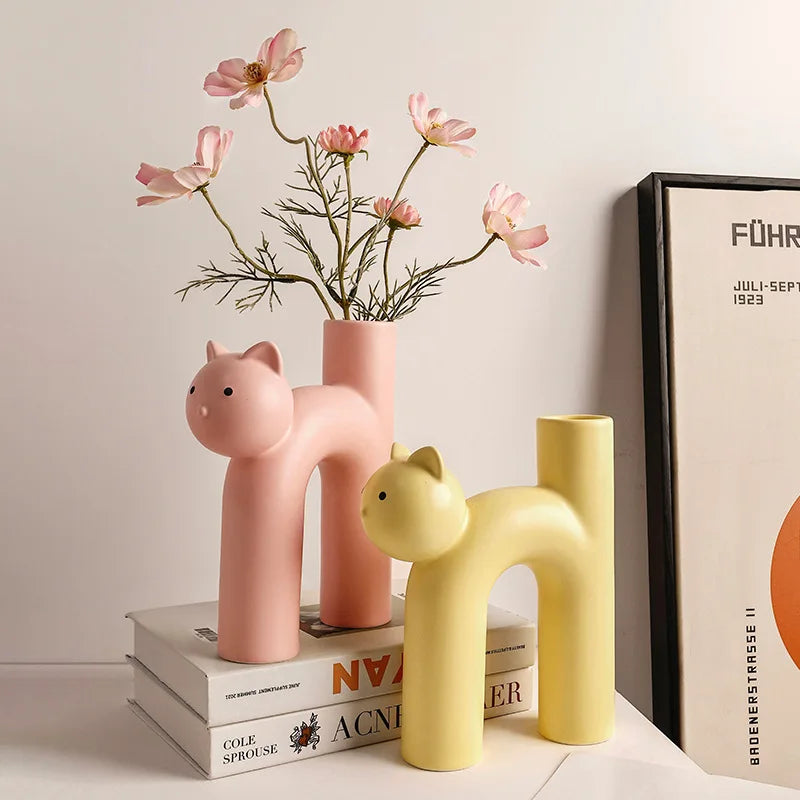 Mini Cat Elegant Minimal H-shaped Flower Vase - Image 3