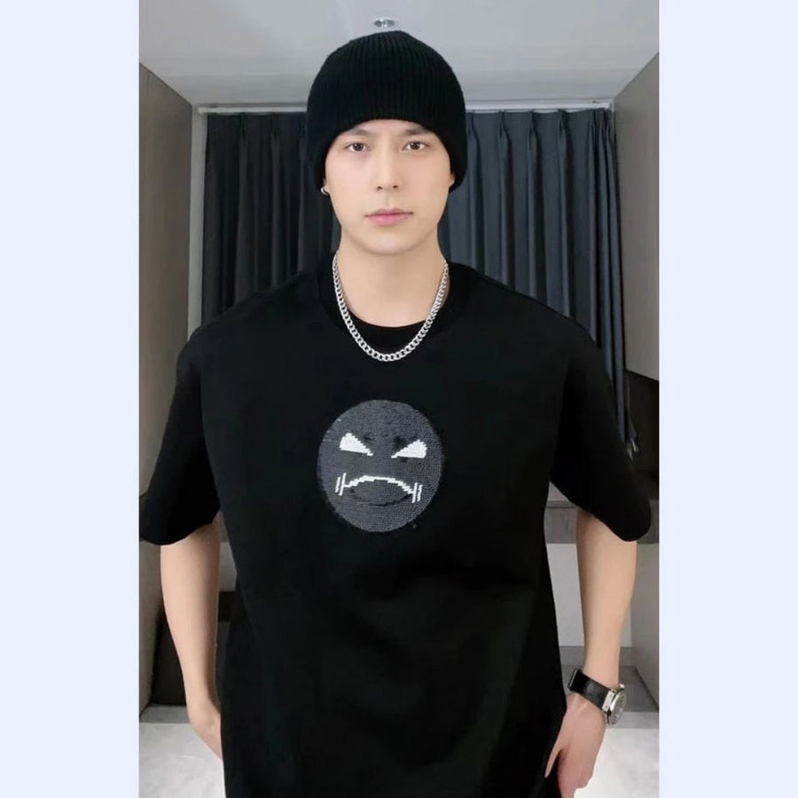 Mood Swing Smiley Face Sequin Changing Unisex T-Shirt - Image 5