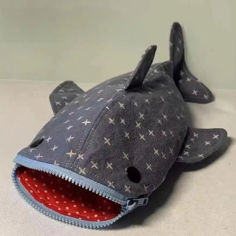 Deep Blue Shark Zipper Pencil Case - Image 2