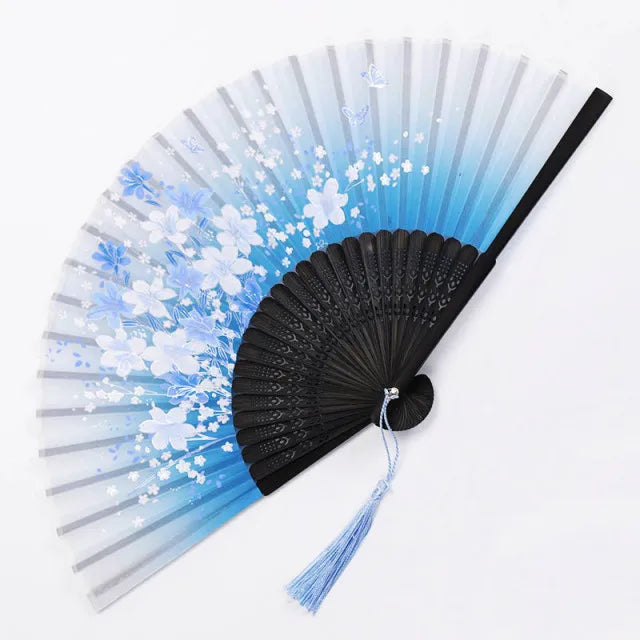 Traditional Japanese Style Floral Hand Fan - Image 6