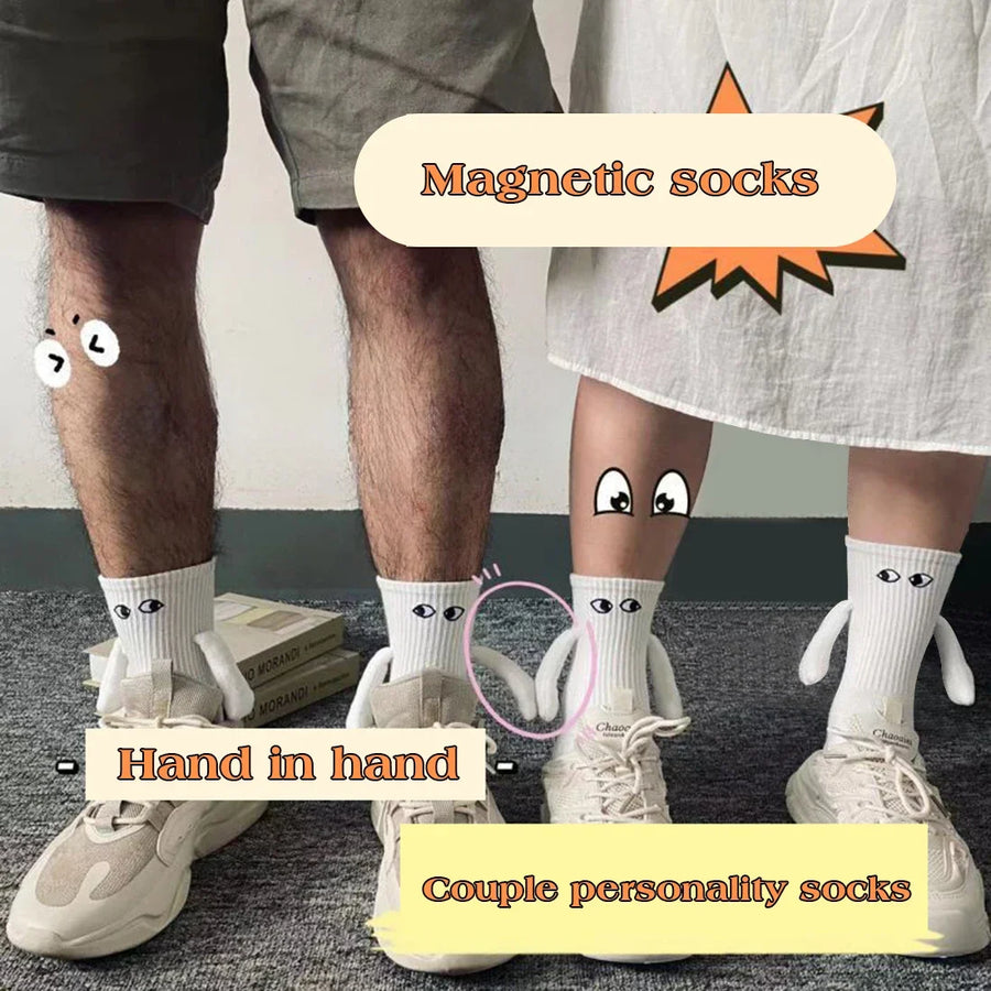 Magnetic Cute Attraction Holding Hands Couples Socks - Image 1