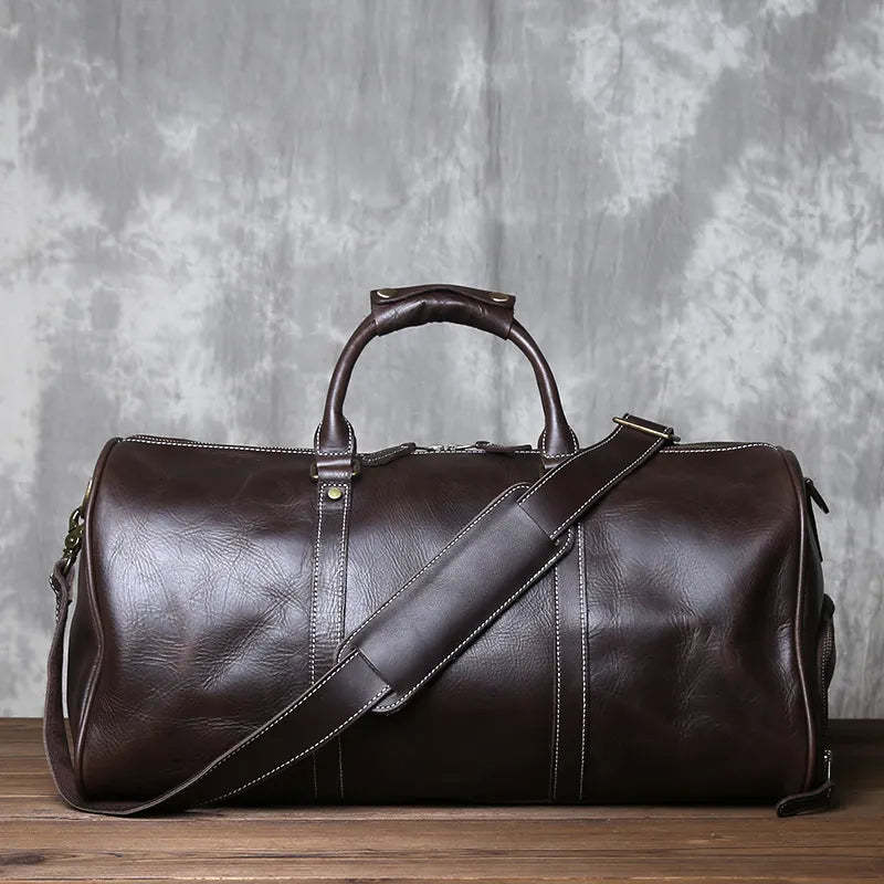 American Style Retro Leather Large Capacity Shoulder Bag - Image 5