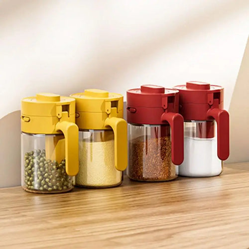 Transparent Glass Lockable Airtight Seasoning Jar with Spoon - Image 0