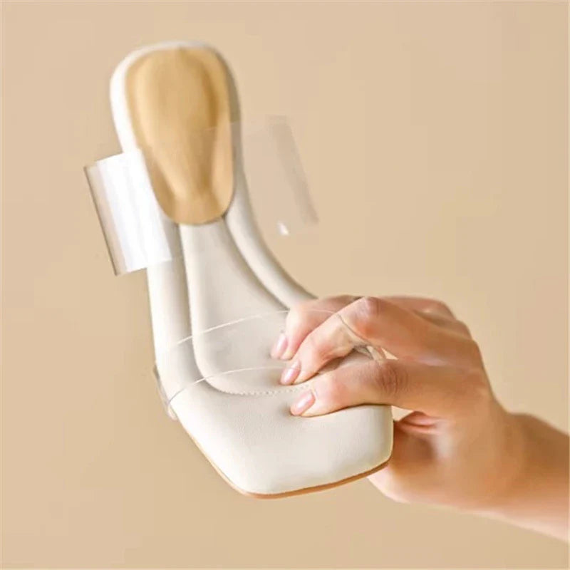 Ultra Soft Transparent Women High Heel Slippers - Image 1