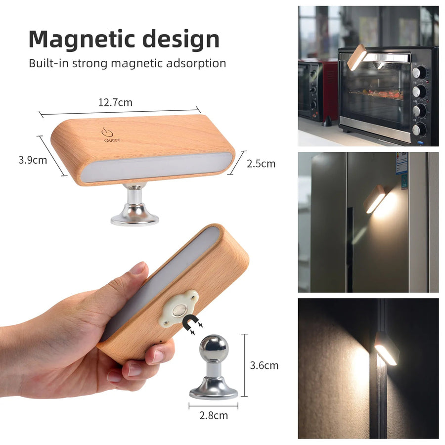 Rotatable Magnetic Wooden Rechargeable LED Night Lamp - Image 4