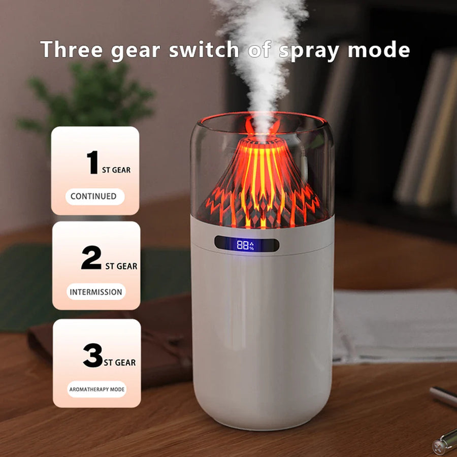 Volcano Flame LED Aromatherapy Essential Oil Mist Diffuser - Image 1