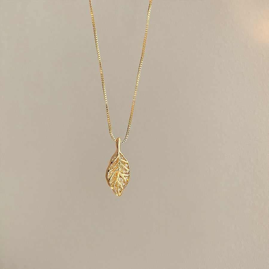 Nature Sparkle Tree Leaf Pendant Necklace - Image 2