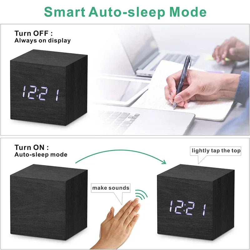 Minimalist Wooden Digital Desktop Alarm Clock - Image 2