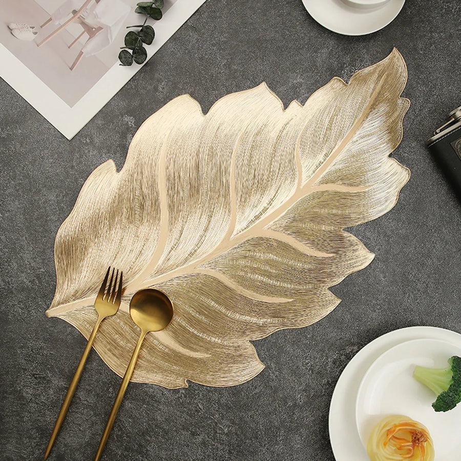 Gold Leaf Shape Decorative Serving Tray - Image 1