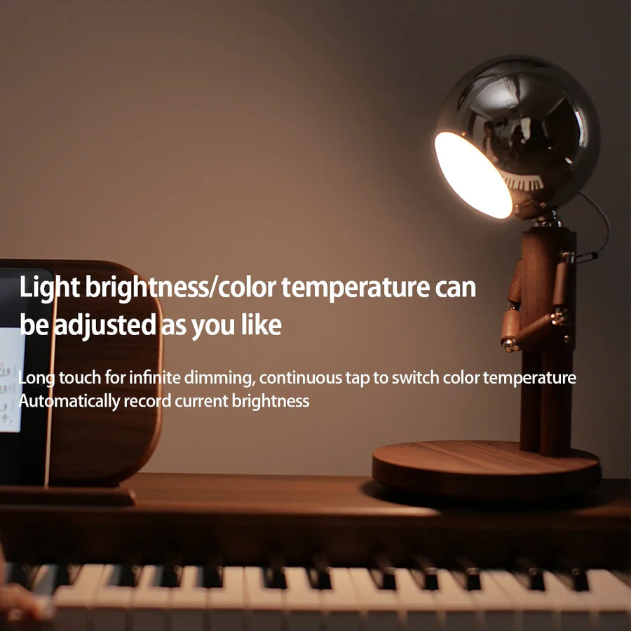 Lunar Robot Astronaut Wooden Table Lamp - Image 3