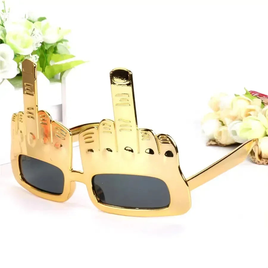 Bold Gold Middle Finger Party Sunglasses - Image 2