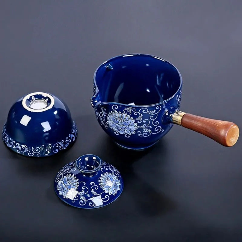 Traditional Harmony Ceramic Rotating Teapot - Image 2