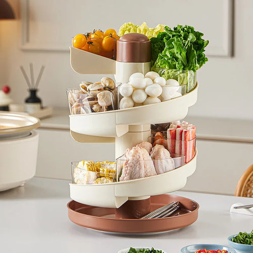 Spin Serve Rotating Multi-Layer Kitchen Serving Tray