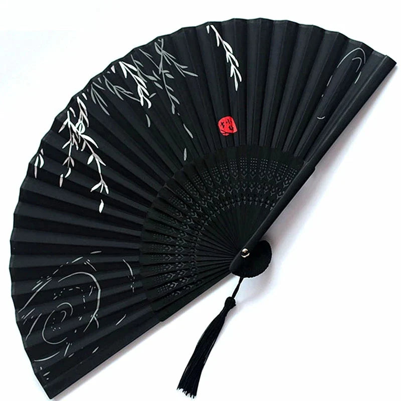 Traditional Japanese Style Floral Hand Fan - Image 7