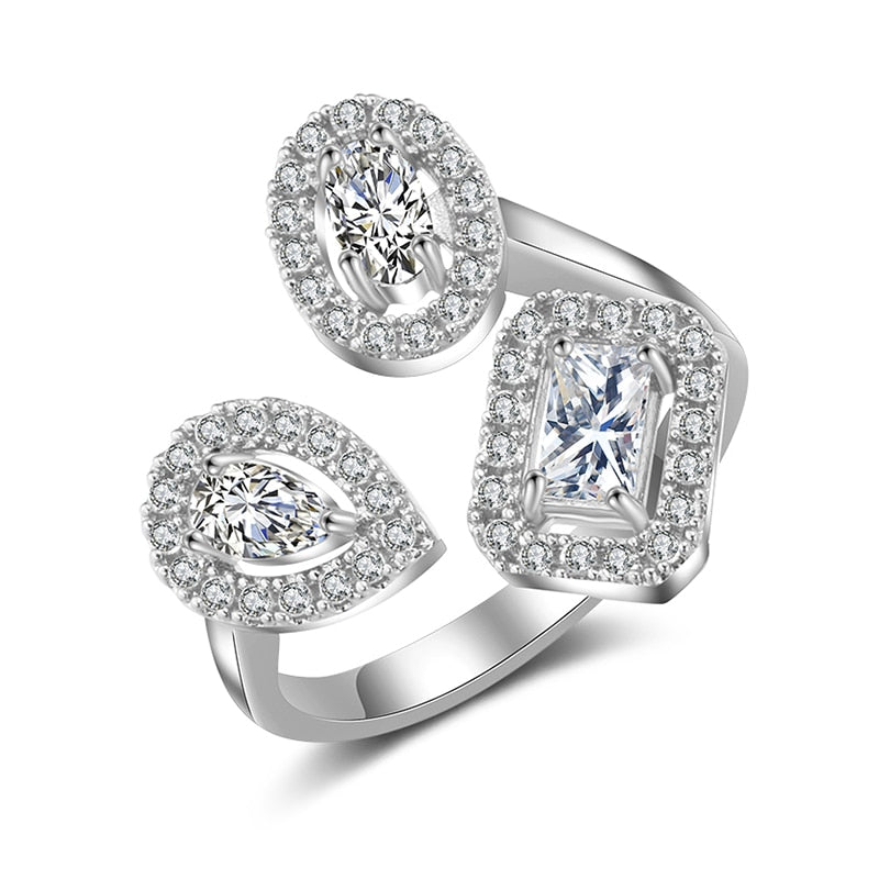 Water Drop Zircon Chic Adjustable Ring - Image 10