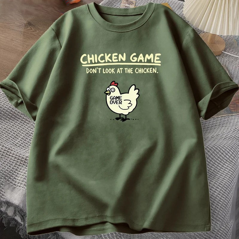Don’t Look At The Chicken Game Funny T-Shirt - Image 1