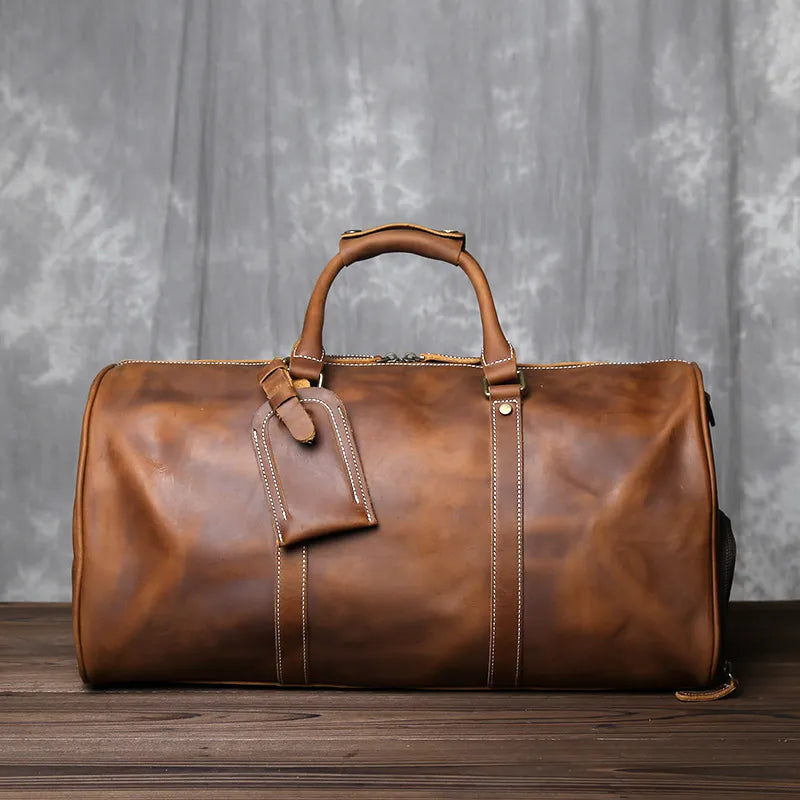 American Style Retro Leather Large Capacity Shoulder Bag - Image 8
